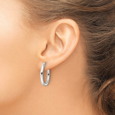 Sterling Silver Polished Hinged Tube Hoop Earrings, 25 x 3mm