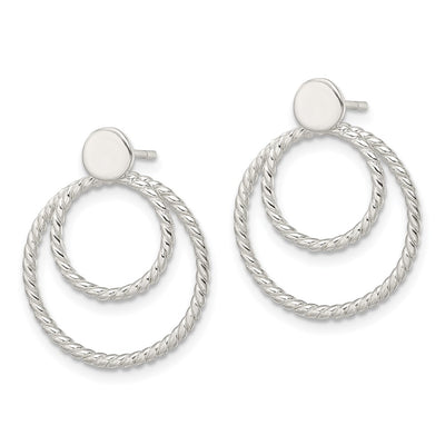 Sterling Silver w/2 Circle Jackets Button Post Earrings