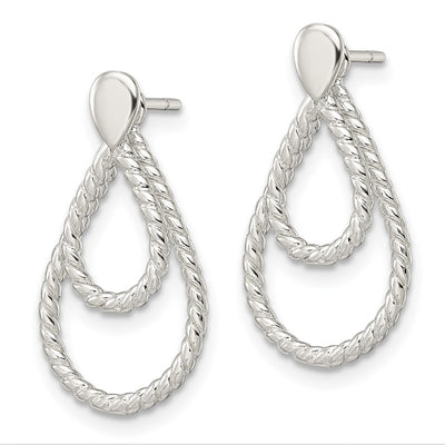 Sterling Silver w/2 Teardrop Jackets Button Post Earrings