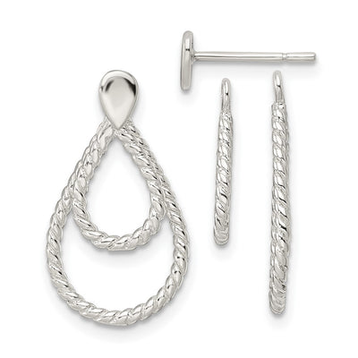 Sterling Silver w/2 Teardrop Jackets Button Post Earrings