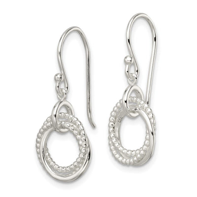 Sterling Silver Polished Intertwined Circles Dangle Earrings, 29.52 x 12.9mm
