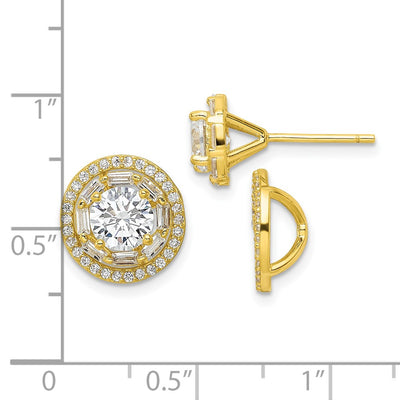 Sterling Silver Gold-tone Polished CZ Stud w/ Jackets Earrings