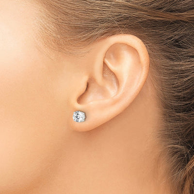 Sterling Silver Polished Round CZ Infinity Basket Set Stud Earrings, 6 x 6mm
