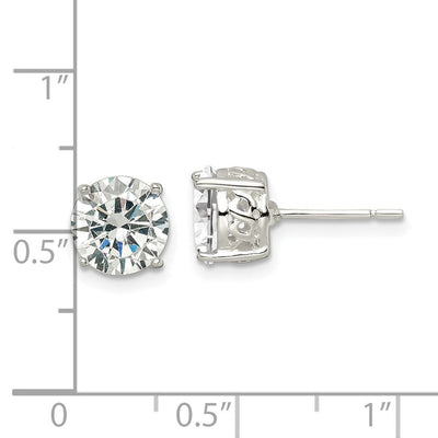 Sterling Silver Polished Round CZ Infinity Basket Set Stud Earrings, 8 x 8mm