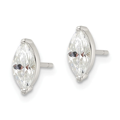 Sterling Silver Polished Marquise CZ Stud Earrings