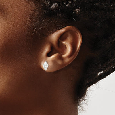 Sterling Silver Polished Marquise CZ Stud Earrings