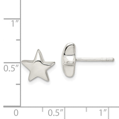 Sterling Silver Star Earrings, 12 x 11mm