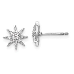 Sterling Silver Rhodium-plated Polished CZ Star Post Earrings (Style QE16485)