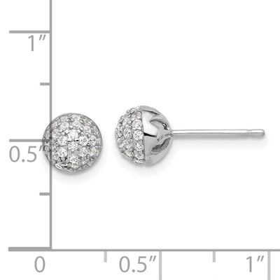 Sterling Silver Rhodium-plated Micro Pavé CZ Ball Stud Earrings