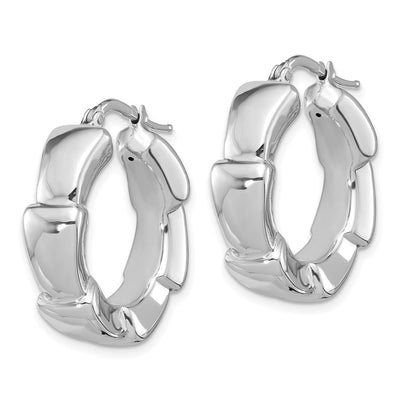 Sterling Silver Rhodium-plated Polished Hoop Earrings, 28.4 x 26mm