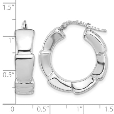 Sterling Silver Rhodium-plated Polished Hoop Earrings, 28.4 x 26mm