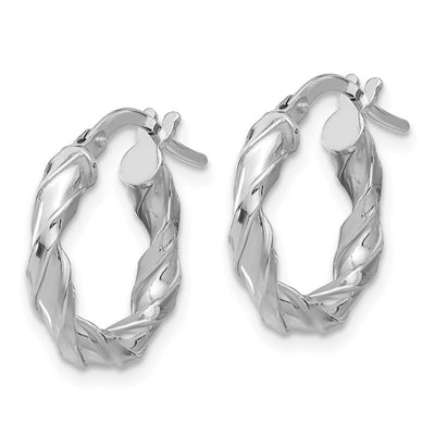 Sterling Silver Rhodium-plated Polished Twisted Hoop Earrings, 18.5 x 3.5mm