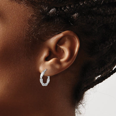 Sterling Silver Rhodium-plated Polished Twisted Hoop Earrings, 18.5 x 3.5mm