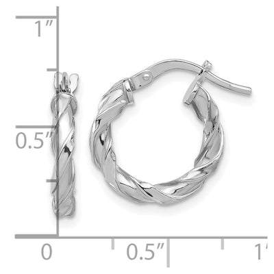 Sterling Silver Rhodium-plated Polished Twisted Hoop Earrings, 18.5 x 3.5mm