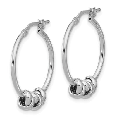 Sterling Silver Rhodium-plated Polished Love Knot Hoop Earrings, 27.5 x 5.9mm
