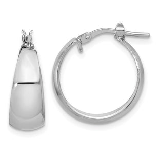 Sterling Silver RH-plated Polished Tapered Round SM Hoop Earrings (Style QE16901)