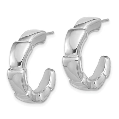Sterling Silver Rhodium-plated Polished Hoop Post Earrings, 25.5 x 23mm