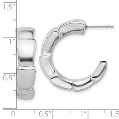 Sterling Silver Rhodium-plated Polished Hoop Post Earrings, 25.5 x 23mm