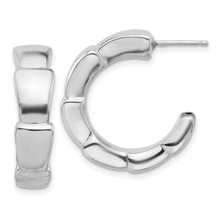 Sterling Silver Rhodium-plated Polished Hoop Post Earrings (Style QE16979)