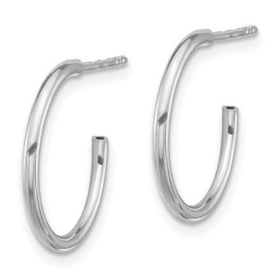 Sterling Silver Rhodium-plated Polished Hollow Tube C-Hoop Earrings, 18 x 1.5mm