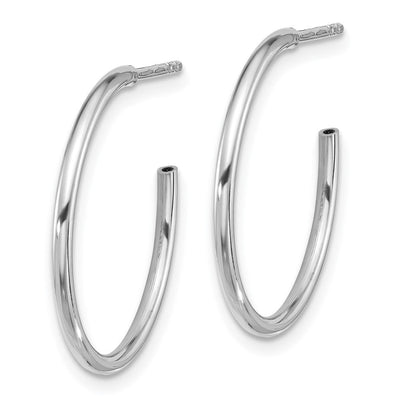 Sterling Silver Rhodium-plated Polished Hollow Tube C-Hoop Earrings, 23 x 1.5mm