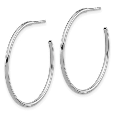 Sterling Silver Rhodium-plated Polished Hollow Tube C-Hoop Earrings, 33 x 1.5mm