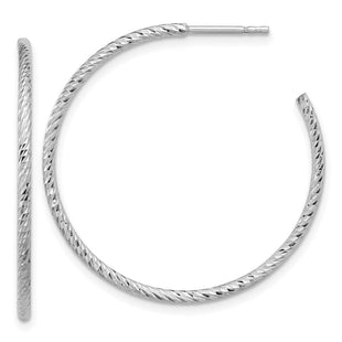 Sterling Silver Rhodium-plated D/C Hollow Tube C-Hoop Earrings (Style QE16993)
