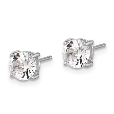 Sterling Silver RH-plated Created White Sapphire Stud Earrings