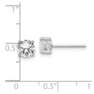 Sterling Silver RH-plated Created White Sapphire Stud Earrings