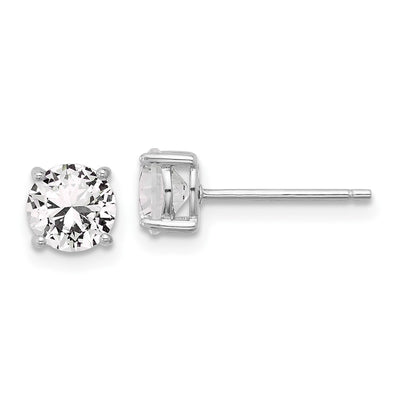 Sterling Silver RH-plated Created White Sapphire Stud Earrings