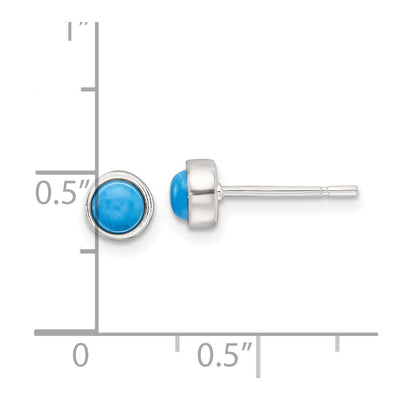 Sterling Silver Polished Turquoise Bezel Stud Earrings