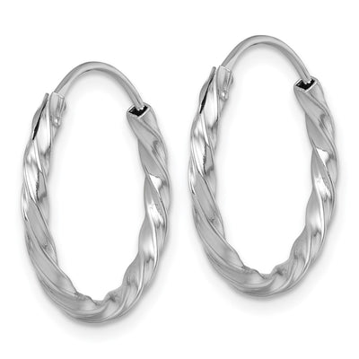 Sterling Silver Rhodium-plated Polished Twisted 2.25 x Round Endless Hoop Earrings, 20 x 2.25mm