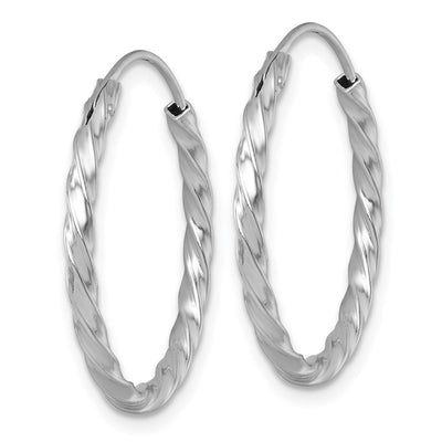 Sterling Silver Rhodium-plated Polished Twisted 2.25 x Round Endless Hoop Earrings, 26 x 2.25mm