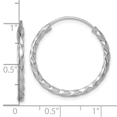 Sterling Silver Rhodium-plated Polished Twisted 2.25 x Round Endless Hoop Earrings, 26 x 2.25mm