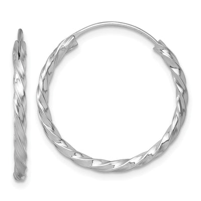 Sterling Silver Rhodium-plated Polished Twisted 2.25 x Round Endless Hoop Earrings, 26 x 2.25mm