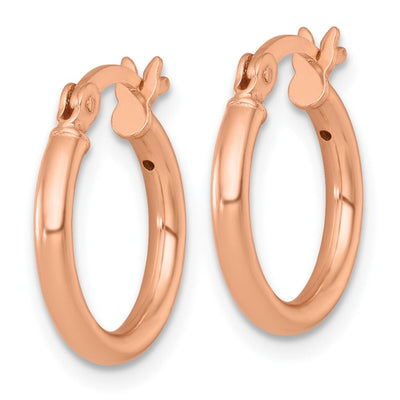Sterling Silver Rose-tone Polished x Round Tube Hoop Earrings, 16 x 2mm