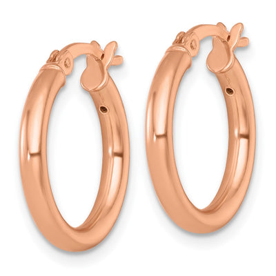 Sterling Silver Rose-tone Polished x Round Tube Hoop Earrings, 19.25 x 2.5mm