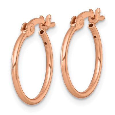 Sterling Silver Rose-tone Polished x Round Tube Hoop Earrings, 16 x 1.25mm