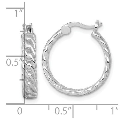 Sterling Silver Rhodium-plated Polished 4.00 x Curb Link Round Hoop Earrings
