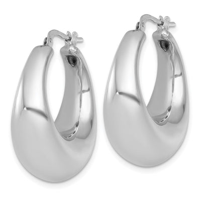 Sterling Silver Rhodium-plated Polished Graduated Puffed Hoop Earrings, 31 x 25.5mm