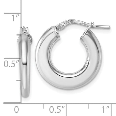 Sterling Silver Rhodium-plated Polished 3.0 x Flat Tapered Tube Hoop Earrings, 20.75 x 3mm