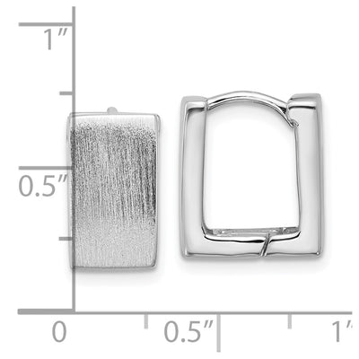 Sterling Silver Rhodium-plated Brushed Square Hinged Hoop Earrings