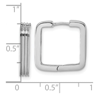 Sterling Silver Rhodium-plated Polished And Grooved x Square Hinged Hoop Earrings, 17.75 x 3.5mm