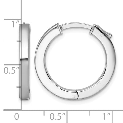 Sterling Silver Rhodium-plated Polished Hinged Square Tube Hoop Earrings, 23 x 3mm