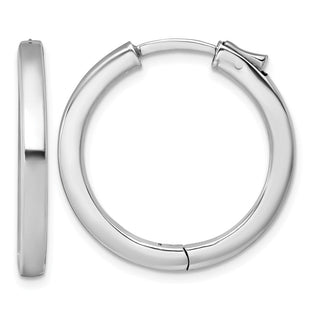 Sterling Silver Rhodium-plated Polished Hinged Square Tube Hoop Earrings (Style QE17960)