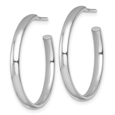 Sterling Silver Rhodium-plated Polished 3.00 x C-Hoop Post Earrings, 28.5 x 3mm