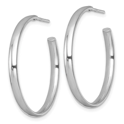 Sterling Silver Rhodium-plated Polished 3.00 x C-Hoop Post Earrings, 32.5 x 3mm