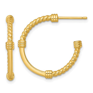 Sterling Silver Gold-tone Polished and Twisted Post C-Hoop Earrings (Style QE17984GP)