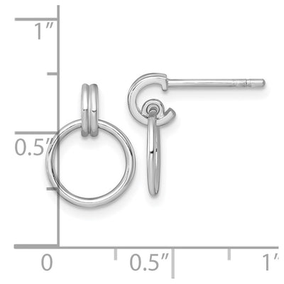 Sterling Silver Rhodium-plated Polished Circle Post Dangle Earrings, 14.4 x 10.1mm