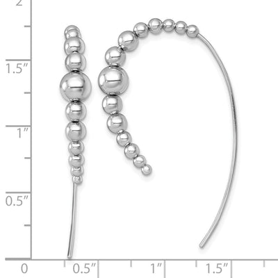 Sterling Silver Rhodium-plated Polished Graduated Beads Threader Earrings, 45.4 x 6mm